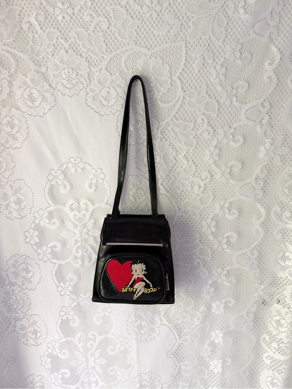 Vintage Betty Boop Mini Convertible Backpack Purse Y2K Black Faux Leather Bag - Picture 8 of 8